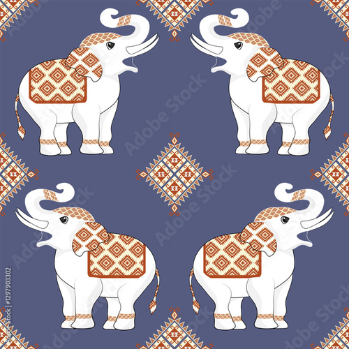 Elephant Seamless geometric   Pattern