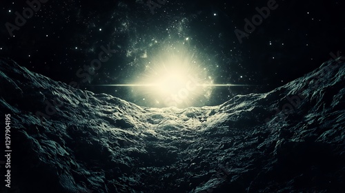 Bright Celestial Light Emerging From Dark Nebula