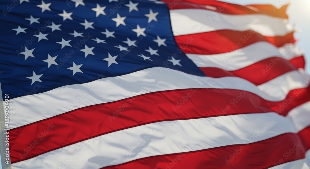 Fototapeta premium Close-up of the American flag waving