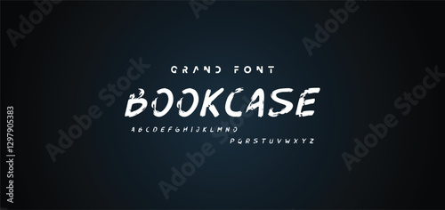 Alphabet vector set of white capital handwritten letters on black background. Handwritten italic font with brush strokes in horror style.