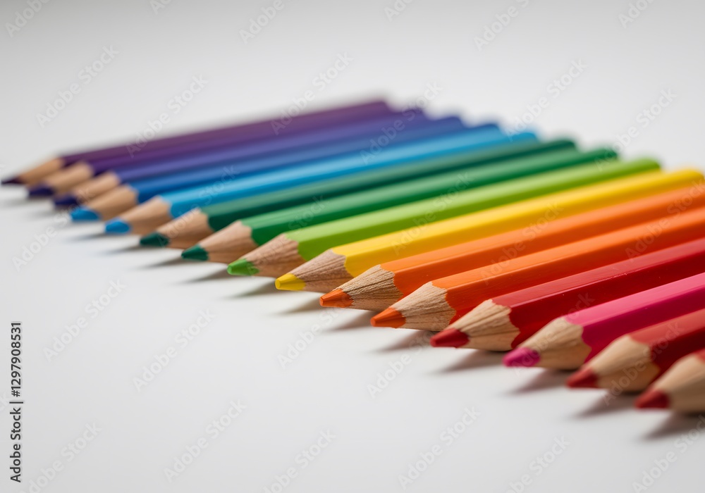 Arrangement of Colorful Pencils in a Row, Creative Artistic Still Life Arrangement of Colorful Pencils in a Row, Creative Artistic Still Life