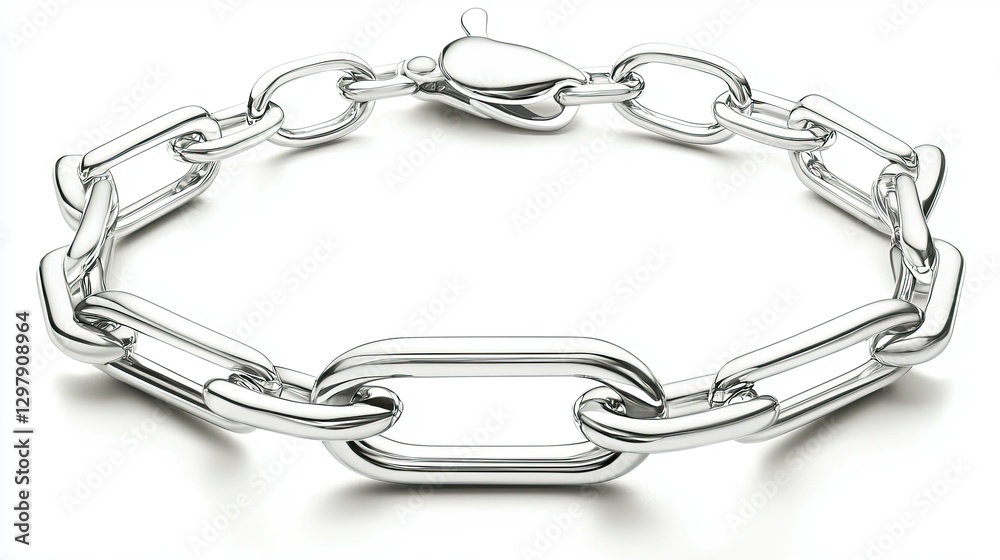 Obraz premium Silver Bracelet, Studio Shot, White Background