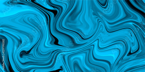 Abstract blue background with waves. Modern blue marble ink colorful texture with wave shapes. Blue Swirling Liquid Marble Design. Shades of blue, indigo and turquoise color palette