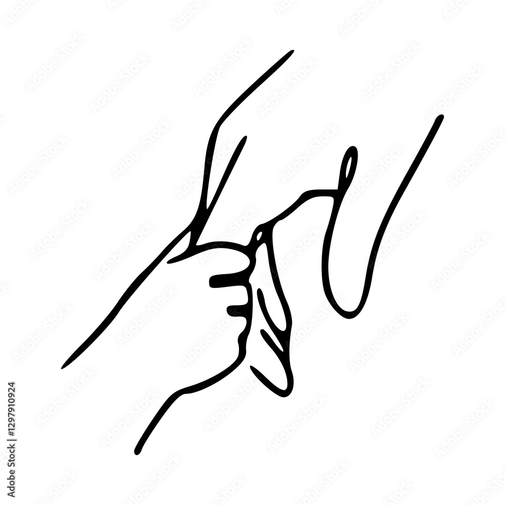 Fototapeta premium mother and child hands minimalist line art vector