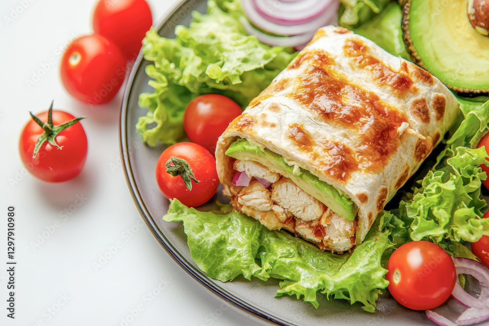 Grilled Chicken and Avocado Tortilla Wrap Grilled Chicken and Avocado Tortilla Wrap