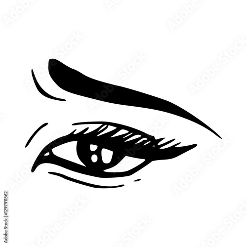 graphic eye with linear eyelash pattern