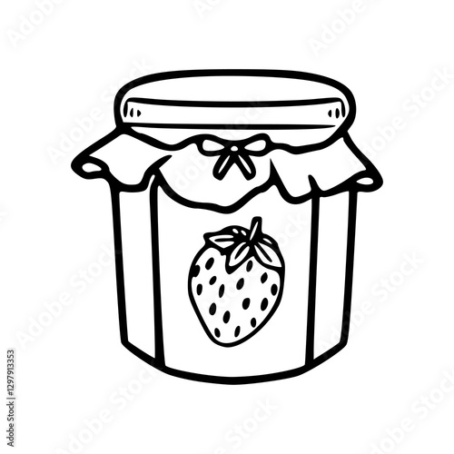 strawberry jam jar line art