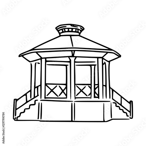 simple line art of a park gazebo
