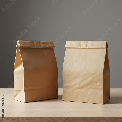 Paper Bags Mockup on Neutral Background