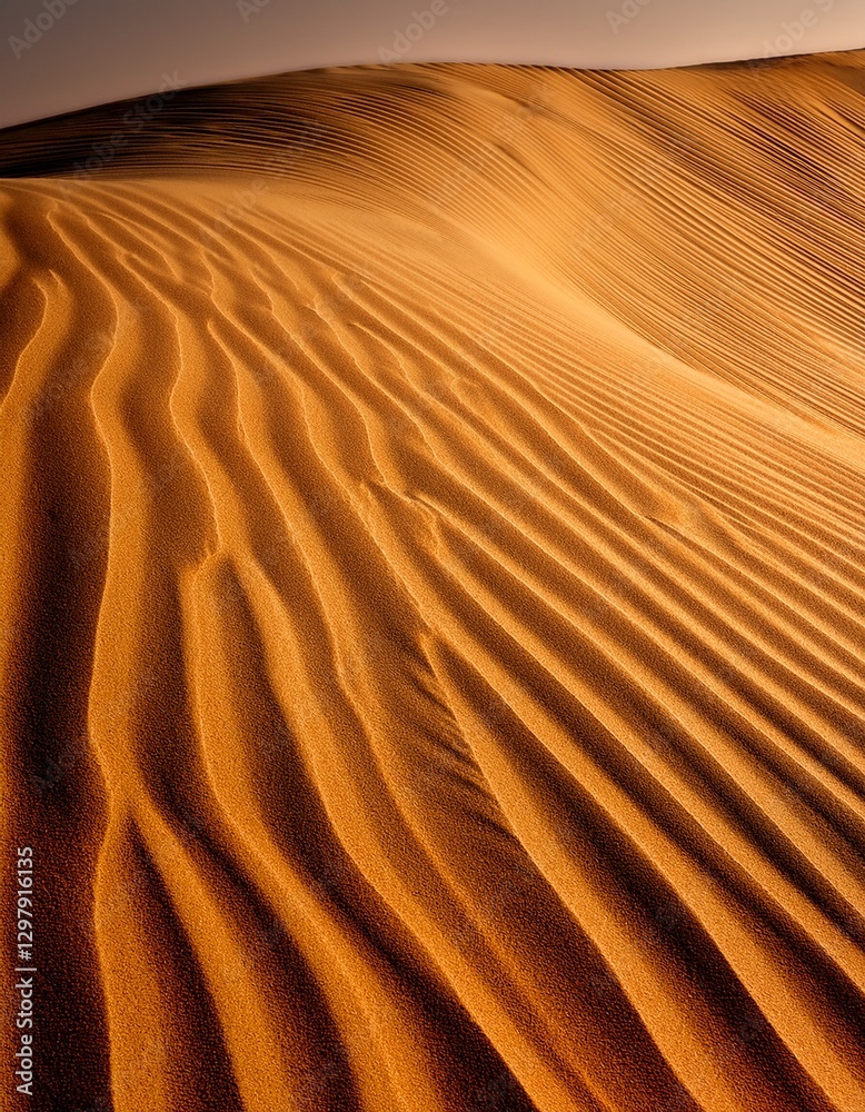 Close-up golden sand dunes: soft curves, elegant texture. Serene desert landscape. Close-up golden sand dunes: soft curves, elegant texture. Serene desert landscape.