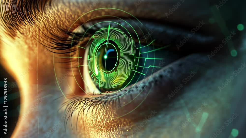 Futuristic eye scan technology visualization with digital interface