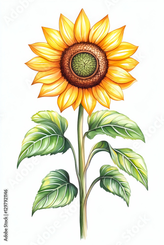 Detailed Illustration of a Sunflower photo