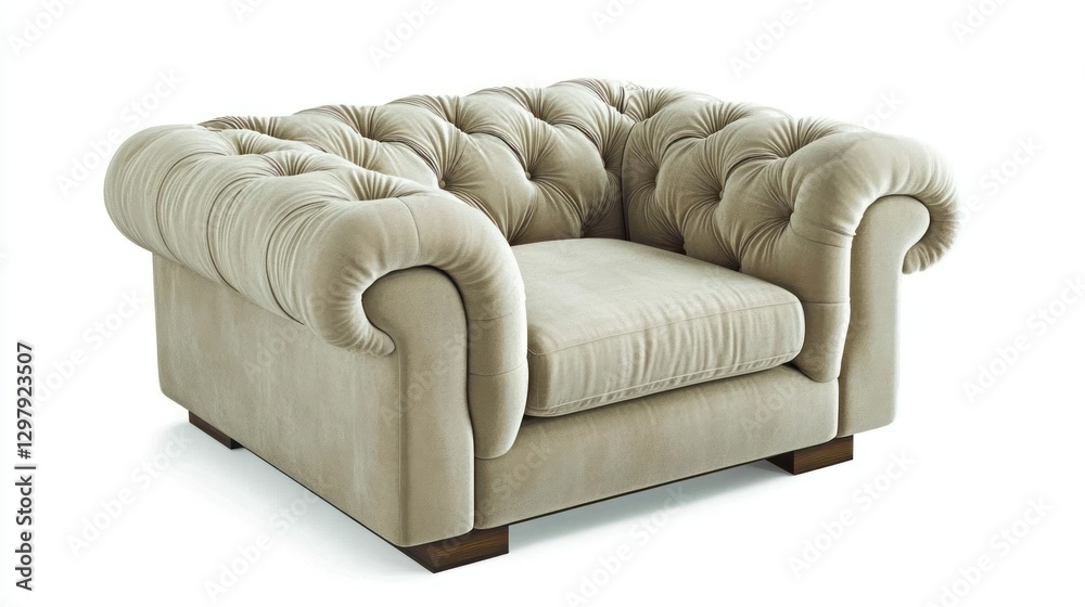 Obraz premium Elegant Tufted Armchair: A luxurious, tufted armchair exudes comfort and sophistication, a statement piece perfect for any living space.
