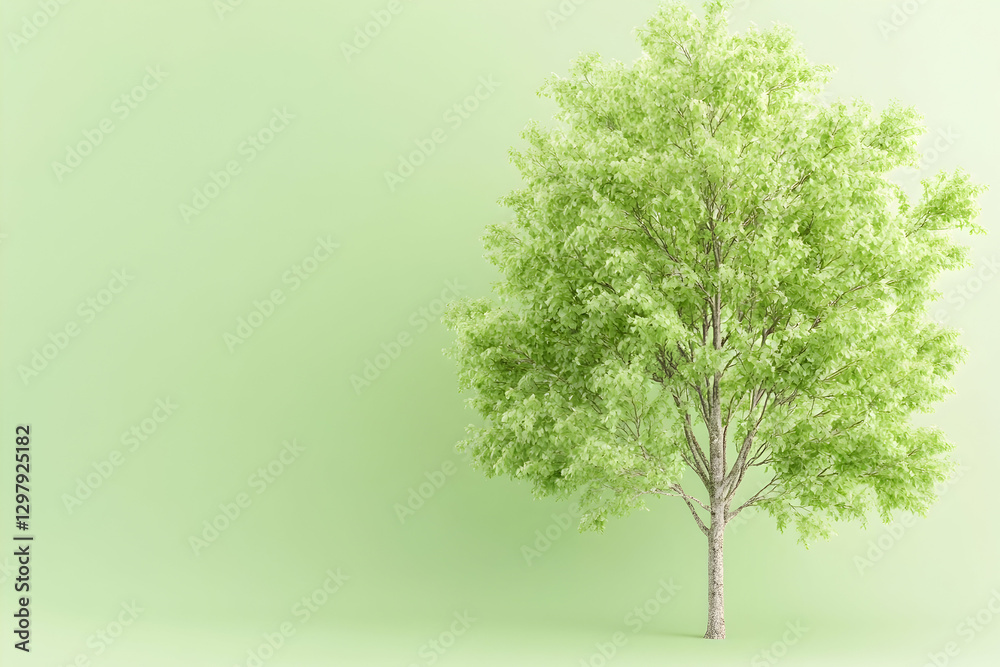 Obraz premium Isolated Green Tree on Pastel Background