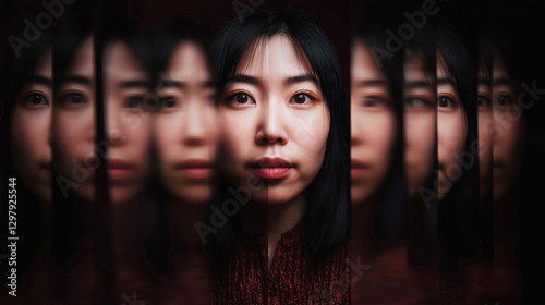 asian woman with multiple personality disorder or dissociation mental health issue