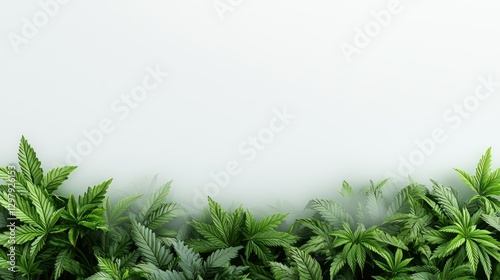 Cannabis Foliage Frame: A vibrant arrangement of green cannabis plants forms a captivating border, their intricate leaves adding a touch of freshness.