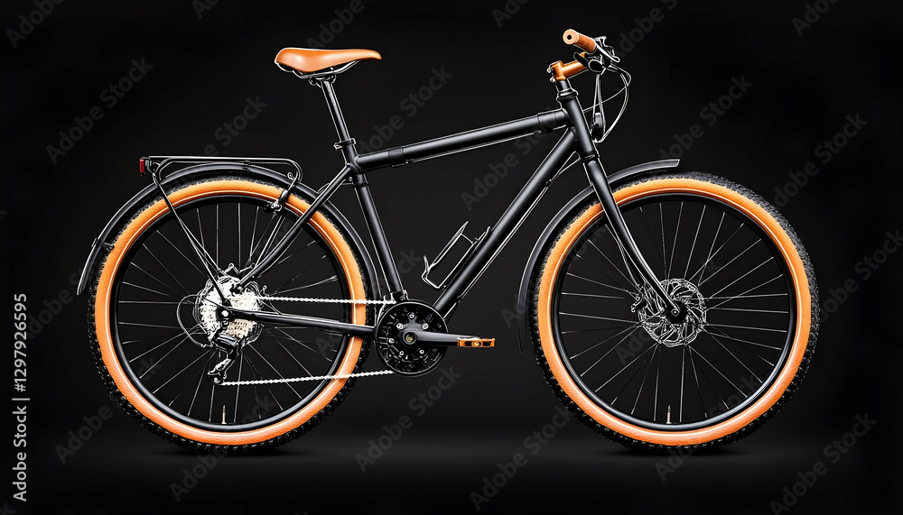 Fototapeta premium Modern Black Bicycle on Dark Background