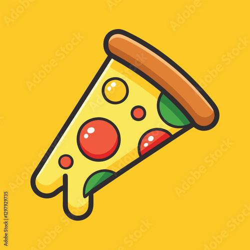 Premium Pizza Icon Design - Fast Food Cartoon Style Vector  