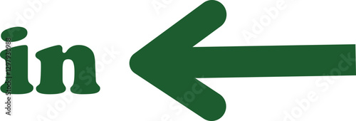 IN arrow icon. Simple arrow big vector isolated on transparent background. Red or green street sign with flat arrow pointing right and left signboard on road for pointing direction