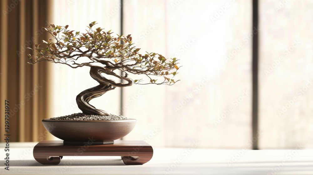 Elegant Bonsai Tree in Contemporary Setting with Natural Light Elegant Bonsai Tree in Contemporary Setting with Natural Light