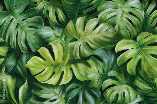 Tropical Monstera Leaf Pattern Background for Design (1)