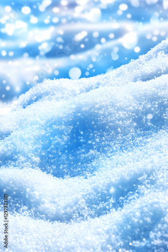 Winter Snowdrift Closeup, Blurred Bokeh Background