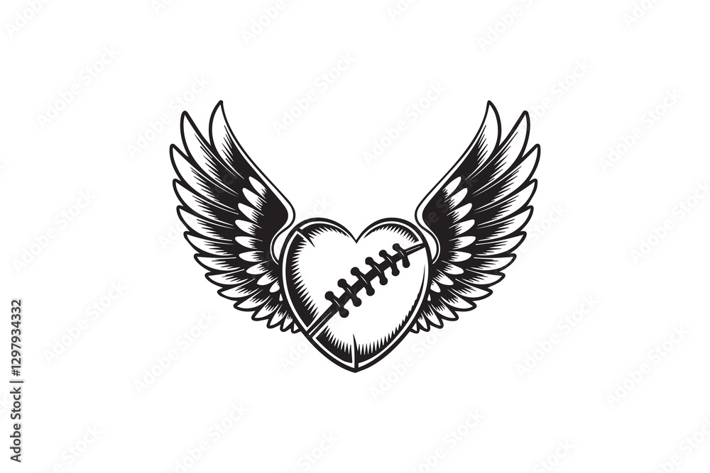 Obraz premium Flying Football with Wings vector