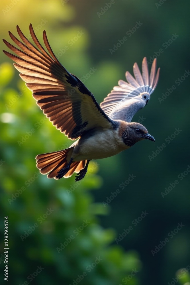 Fototapeta premium Close-up of a bird in flight with outstretched wings, wildlife, bird in flight, wings