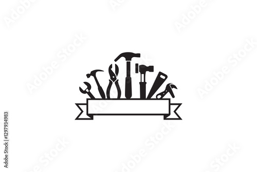 Construction Tools with Customizable Ribbon vector