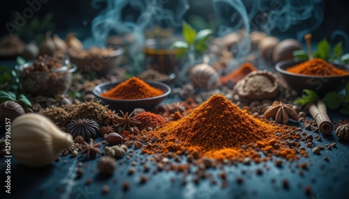 Aromatic Spices and Herbs Collection Culinary Ingredients for Cooking and Baking A Vibrant Display of Diverse Seasonings