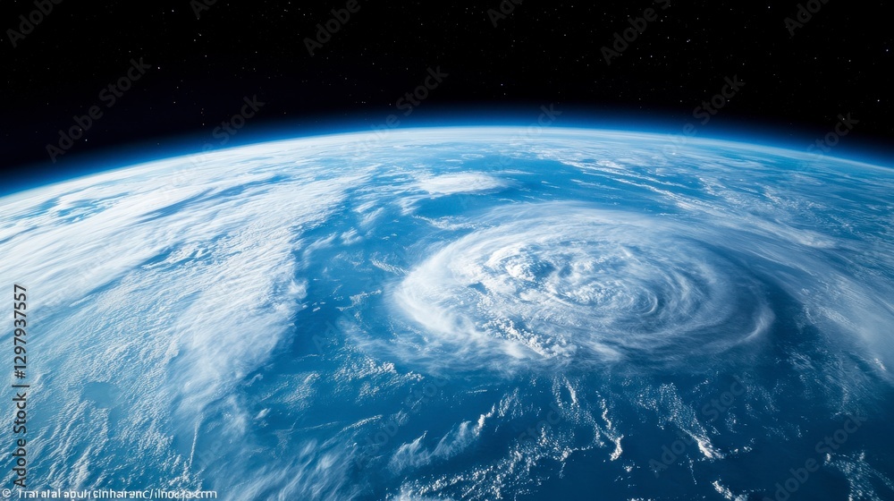 Obraz premium Aerial View of a Cyclone Forming Over the Blue Planet Earth