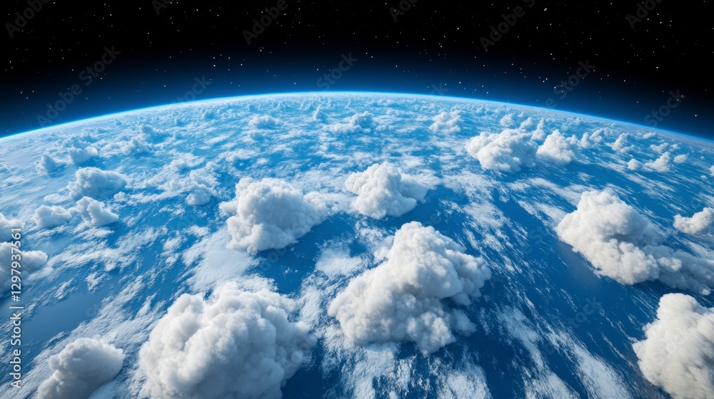 Fototapeta premium Stunning Aerial View of Earth from Space with Bright Clouds