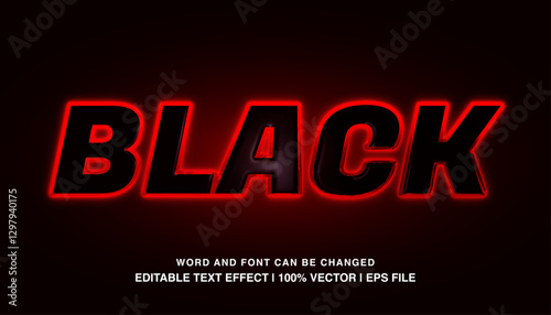 editable black red neon typeface