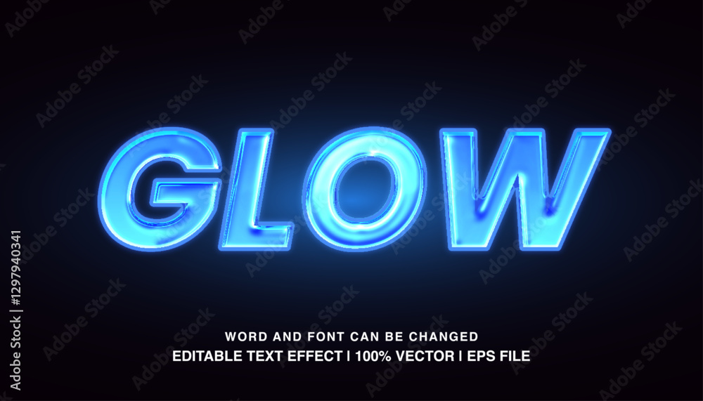 Obraz premium editable text effect glossy glow blue