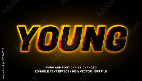 editable young orange neon typeface