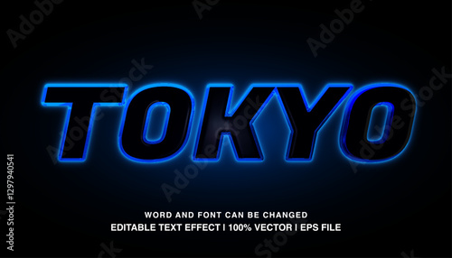 editable tokyo blue neon typeface