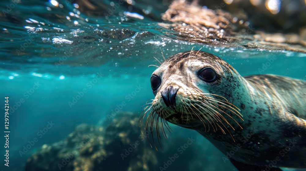 Fototapeta premium Discovering the Galapagos Islands, home to unique wildlife and volcanic landscapes