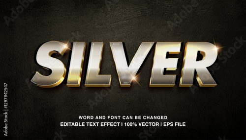 Silver gold editable text effect