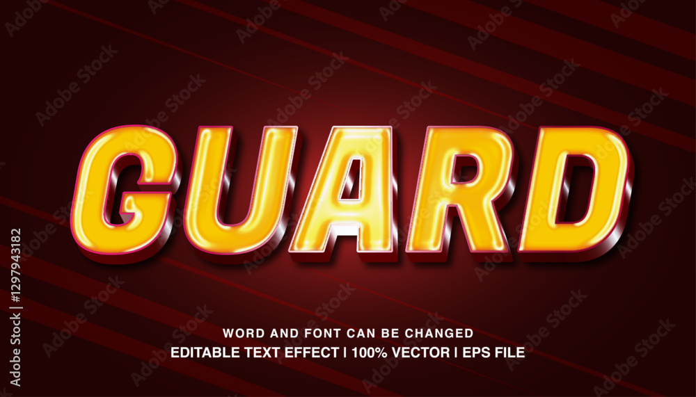 editable text effect guard red glossy