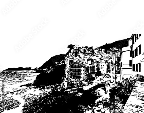 Cinque Terre Sketch Drawing
