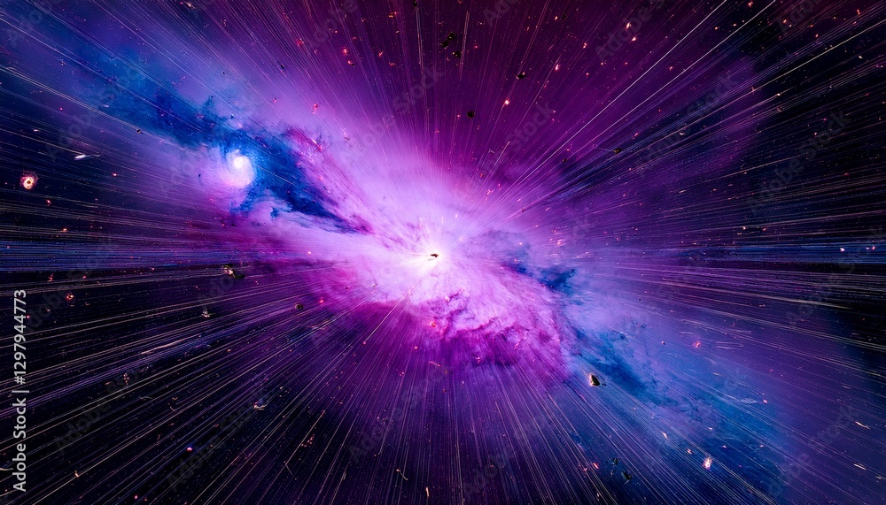 Obraz premium 초신성 충격파와 성간 구름의 폭발