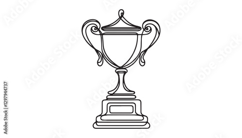 Continuous one single minimal line drawing trophy