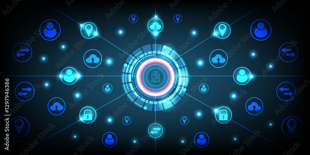Fingerprint scan for secure access technology connection.
