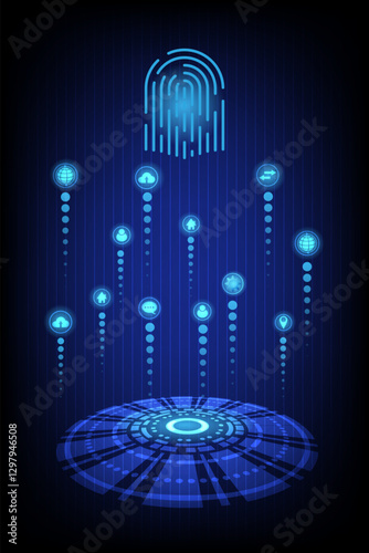 Fingerprint scan for secure access technology connection.