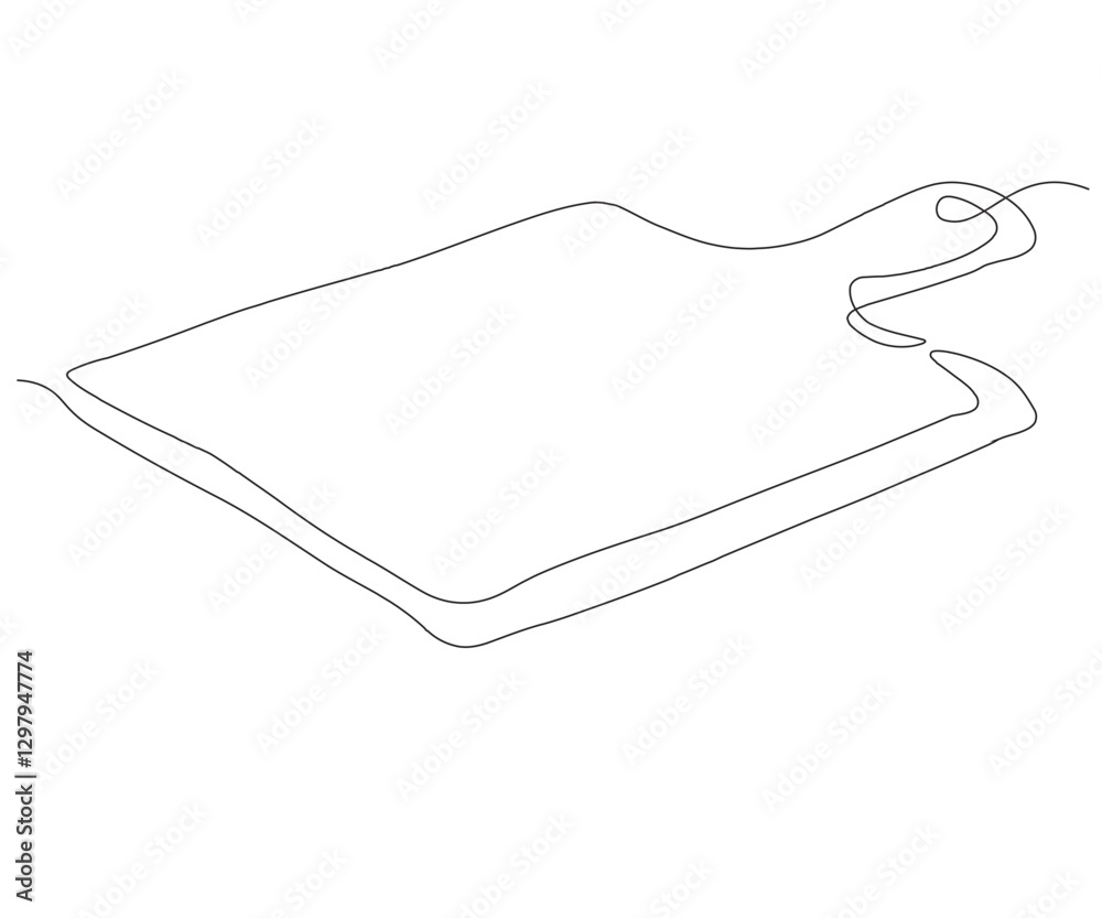 Continuous line drawing of cutting board. Single line of cutting board illustration Continuous line drawing of cutting board. Single line of cutting board illustration