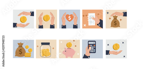 Financial Growth and Money Saving Icons