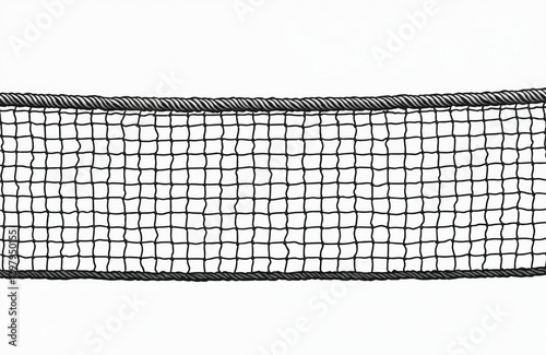 Illustration of sport net with pattern for tennis, volleyball. Black rope netting isolated on white backdrop. Equipment for competition game, recreation activity, exercise, team match or championship.