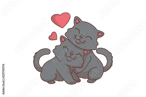 Hugging Cat Character Illustration