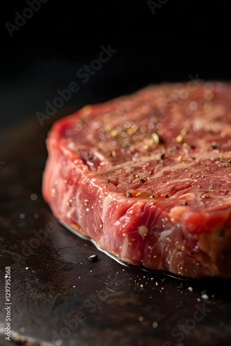 Mouthwatering Closeup of Premium Wagyu Hamburger Steak with Glistening Marbled Fat