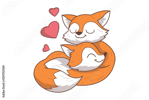 Hugging Fox Character Illustration